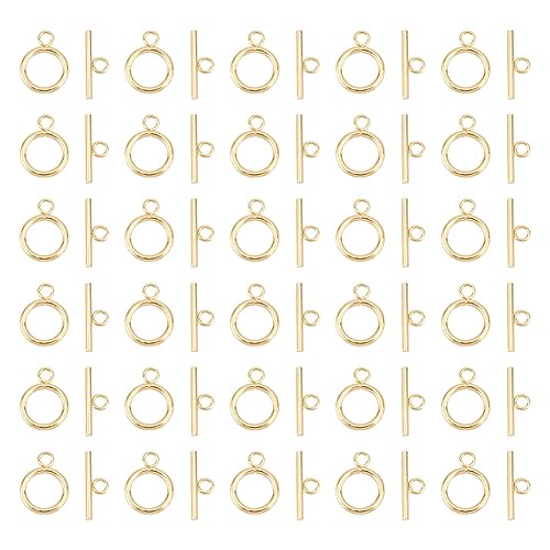 UNICRAFTALE 30 Sets Edelstahl-Knebel- und runde IQ-Verschlüsse – goldene Halsketten-Knebelverschlüsse und Schmuckverbinder für DIY-Schmuckherstellung von UNICRAFTALE