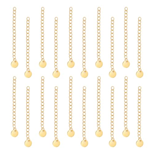 UNICRAFTALE 30 Stk 304 Edelstahl goldene Panzerketten Ketten Verlängerung Mit Flachen Runde Anhänger Halskette Armband Verlängerungskette Für Frauen Fußkettchen DIY Schmuckherstellung 57~60mm von UNICRAFTALE