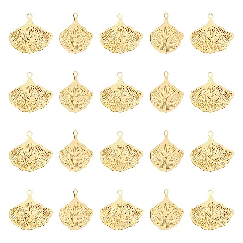 UNICRAFTALE 30 Stk Echte 18K Vergoldete 201 Ginkgoblatt Charms Metallverzierungen Pflanzen Charms Herbstblätter Tropfen Baumelnde Ohrringe Charm Für Armbänder Halsketten DIY Schmuckherstellung von UNICRAFTALE