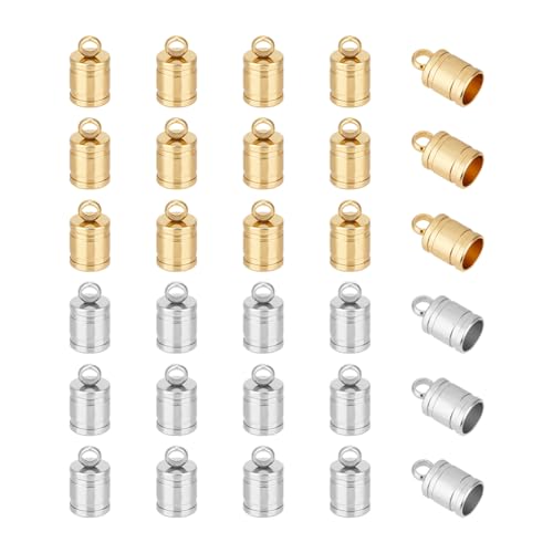 UNICRAFTALE 30 Stück 2 Farben Edelstahl Kordelendhüte Goldene Fassendhüte Terminatoren Kordelsuchsäule Kordelenden Hüte Für Armband Halskette Schmuckherstellung 6 mm von UNICRAFTALE