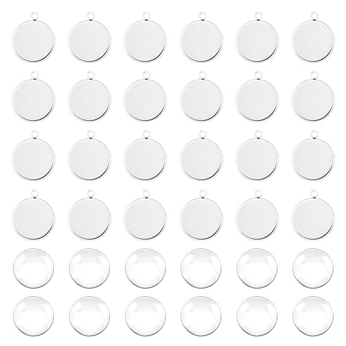 UNICRAFTALE 30 STK 25mm Tablett Cabochon Anhänger 304 Edelstahl Cabochon Rohlinge Anhänger 25mm Runde Lünette Tablett Anhänger Mit Glas Cabochons für Halskette Schmuckherstellung DIY UNICRAFTALE 30 STK 25mm Tablett Cabochon Anhänger 304 Edelstahl Cabochon Rohlinge Anhänger 25mm Runde Lünette Tablett Anhänger Mit Glas Cabochons für Halskette Schmuckherstellung DIY von UNICRAFTALE