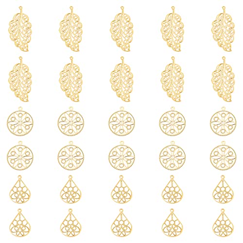 UNICRAFTALE 30 Stück 3 Stile Blatt Charm Anhänger Goldene Tropfen Anhänger 304 Edelstahl Filigran Anhänger Flache Runde Metall Charms 1-2 mm Loch Schmuck Anhänger Brackets Charms Für Schmuck DIY UNICRAFTALE 30 Stück 3 Stile Blatt Charm Anhänger Goldene Tropfen Anhänger 304 Edelstahl Filigran Anhänger Flache Runde Metall Charms 1-2 mm Loch Schmuck Anhänger Brackets Charms Für Schmuck DIY von UNICRAFTALE