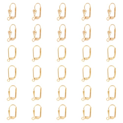UNICRAFTALE 30 Stück 3 Stile 18 Karat Vergoldet Hebelverschluss Ohrhaken Französische Hebelverschluss Ohrhaken Schlaufe Baumelnde Ohrhaken Beschläge Für Die Herstellung von DIY Ohrringen von UNICRAFTALE