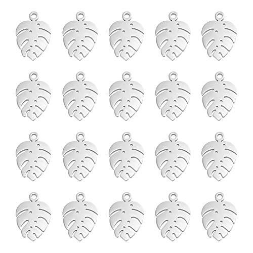 UNICRAFTALE 30 Stk Monstera Blatt Anhänger Edelstahl Tropischen Blätter Charms 13mm Hypoallergen Monstera Blatt Ohrringe Anhänger Für DIY Schmuck Halskette Armbänder Ohrringe von UNICRAFTALE