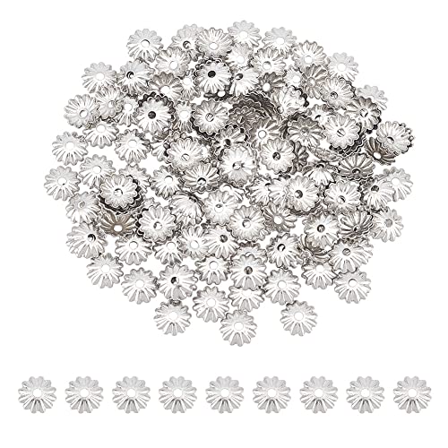 UNICRAFTALE 300 Stk 5.5mm 304 Edelstahl Perlenkappen Blume Kegel Perlenkappen Metall Filigrane Perlenkappe Abstandsperlen Blumen Endkappe Für Armband Halskette Schmuckherstellung Loch 1.2 mm von UNICRAFTALE