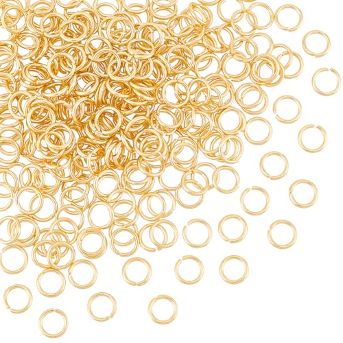 UNICRAFTALE 300 Stück 24 Karat Vergoldete Biegeringe Offene Biegeringe 7 mm Edelstahl Runde Ringe Metallverbindungsringe Für Die Herstellung DIY Schmuck Und Schlüsselanhänger Zubehör Ohrringe von UNICRAFTALE