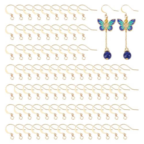 UNICRAFTALE 300 Stück Ohrringhaken Französische Ohrringhaken Flache Goldene Ohrhaken Angelhaken Mit Perlen Baumelnde Ohrringbeschläge Für Die Herstellung von DIY Schmuckohrringen von UNICRAFTALE