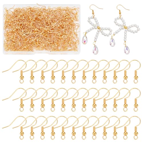 UNICRAFTALE 300 Stück Ohrringhaken Französische Ohrringhaken Flache Goldene Ohrhaken Mit Kugel Und Spule Baumelnde Ohrringbeschläge Für DIY Schmuck Ohrringherstellungsbeschläge von UNICRAFTALE
