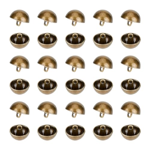 UNICRAFTALE 30Pcs 15mm Durchmesser Hälfte Runde Schaft Knöpfe 2mm Loch Metall Hälfte Ball Knöpfe Antike Bronze Nähen Knöpfe Legierung Knöpfe für DIY Nähen Kleidung Mäntel Haus Kleidung Projekt von UNICRAFTALE