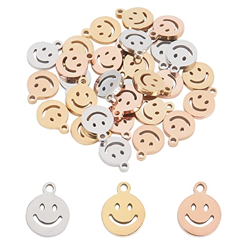 UNICRAFTALE 30Pcs 3 Farben Smile Charms Anhänger 304 Edelstahl Smile Face Anhänger 0.8mm Kleines Loch Metall Charms Schmuck DIY Anhänger Für DIY Ohrringe Halsketten Armbänder Schmuckherstellung UNICRAFTALE 30Pcs 3 Farben Smile Charms Anhänger 304 Edelstahl Smile Face Anhänger 0.8mm Kleines Loch Metall Charms Schmuck DIY Anhänger Für DIY Ohrringe Halsketten Armbänder Schmuckherstellung von UNICRAFTALE