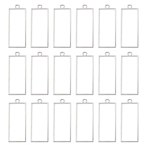 UNICRAFTALE 30pcs Rechteck Open Back Lünette Anhänger Legierung Hohl Charms Für DIY Harz Platin Farbe Anhänger Für DIY UV Harz Gepresste Blume Schmuckherstellung 49mm, 3 mm Loch von UNICRAFTALE