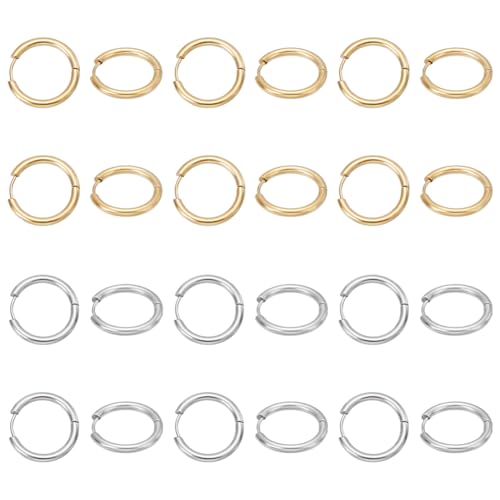UNICRAFTALE 32 Stück 2 Farben Huggie Creolen 20mm Ohrmanschette Golden Winzige Creolen Edelstahl Runde Ohrringe Ohrhaken Komponenten Schmuck Geschenk Für Frau von UNICRAFTALE