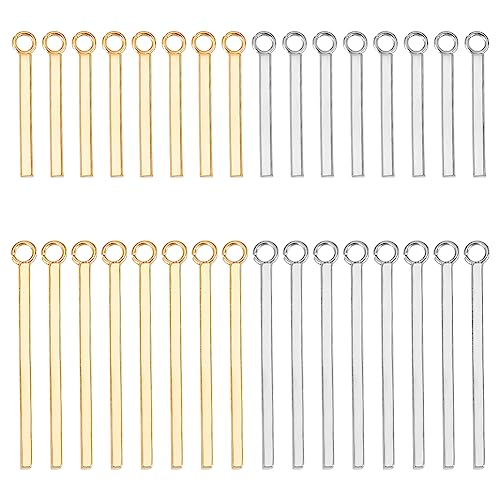 UNICRAFTALE 32 Stück 2 Größen 2 Farben Manuelles Polieren Leere Rechteckige Charms Bar Stempeln Leere Anhänger 304 hypoallergene Bar Anhänger Aus Edelstahl Für Die Schmuckherstellung 18~28 mm von UNICRAFTALE
