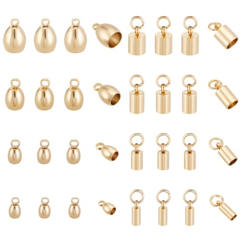 UNICRAFTALE 32pcs 8 Styles Armband Endkappen Leder Schmuck Edelstahl Kordelenden Säulen Fassmuster Glatte Kordelendkappen Goldene Kordelenden Terminatoren Für Armband Halskette Schmuckherstellung UNICRAFTALE 32pcs 8 Styles Armband Endkappen Leder Schmuck Edelstahl Kordelenden Säulen Fassmuster Glatte Kordelendkappen Goldene Kordelenden Terminatoren Für Armband Halskette Schmuckherstellung von UNICRAFTALE