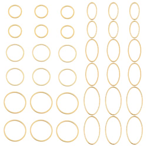 UNICRAFTALE 36 Stück 2 Stile Goldene Edelstahl Verbindungsringe Ovale Runde Metall Verbindungsstücke Hypoallergene Hohle Anhänger Verbindungsstücke Für Die Schmuckherstellung von UNICRAFTALE