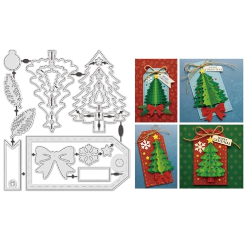 UNICRAFTALE 3D-Stanzformen aus Metall mit Aufschrift "Merry Christmas", für Kartenherstellung, Weihnachtsbaum, Schneeflocke, Blätter, Schablonen, Schablonen, Scrapbooking, Prägeschablone für von UNICRAFTALE