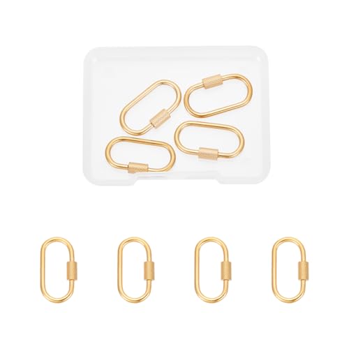 UNICRAFTALE 4 Stk 26mm Oval Klein Karabinerhaken Mit Twist Lock Schraubverschluss Edelstahl Schlüsselverschlüsse Golden Metall Schlüsselanhänger Haken Schmuckverschluss Für Schmuckherstellung von UNICRAFTALE