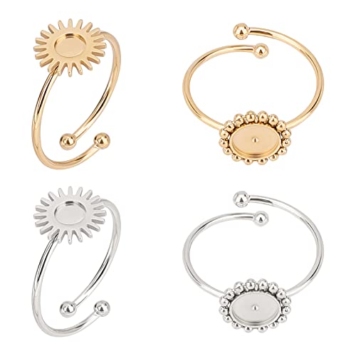 UNICRAFTALE 4 Stück 2 Farben Sonnen/Blumentablett Manschettenringe Größe 8 Cabochon Ring Edelstahl Leere Ringe 4/6 mm Tabletts Lünette Offener Fingerring Für Die Herstellung von Ringen UNICRAFTALE 4 Stück 2 Farben Sonnen/Blumentablett Manschettenringe Größe 8 Cabochon Ring Edelstahl Leere Ringe 4/6 mm Tabletts Lünette Offener Fingerring Für Die Herstellung von Ringen von UNICRAFTALE