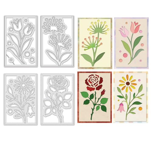 UNICRAFTALE 4 Stück 4 Stile Blumen-Stanzformen aus Karbonstahl, Wildblumen-Stanzformen für Kartenherstellung, Metallschnitte, Schablonen für Scrapbooking, Kunst, DIY, Papierbasteln, Prägung, Album UNICRAFTALE 4 Stück 4 Stile Blumen-Stanzformen aus Karbonstahl, Wildblumen-Stanzformen für Kartenherstellung, Metallschnitte, Schablonen für Scrapbooking, Kunst, DIY, Papierbasteln, Prägung, Album von UNICRAFTALE