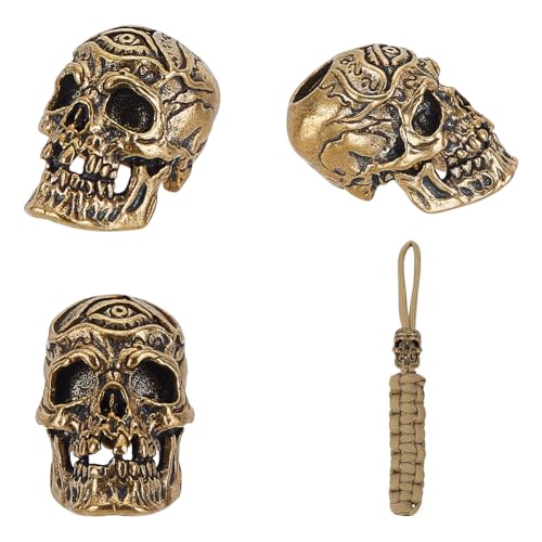 UNICRAFTALE 4 Stück Metallskelettkopf Perlen Paracord Perlen Totenkopf Messer Lanyard Perlen Tibetischen Stil Abstandsperlen Goldene Europäische Perlen Für Halloween Bastelarbeiten Armband 5.5mm UNICRAFTALE 4 Stück Metallskelettkopf Perlen Paracord Perlen Totenkopf Messer Lanyard Perlen Tibetischen Stil Abstandsperlen Goldene Europäische Perlen Für Halloween Bastelarbeiten Armband 5.5mm von UNICRAFTALE