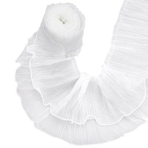 UNICRAFTALE 4 Yards Weißer Chiffonbesatz Rüschen Und Plissee 2 Lagiges Organza Spitzenband Doppelter Organza Spitzenbesatz Plissierte Organza Spitzenbänder Trimmer Kleidertasche Dekorationsstoff UNICRAFTALE 4 Yards Weißer Chiffonbesatz Rüschen Und Plissee 2 Lagiges Organza Spitzenband Doppelter Organza Spitzenbesatz Plissierte Organza Spitzenbänder Trimmer Kleidertasche Dekorationsstoff von UNICRAFTALE
