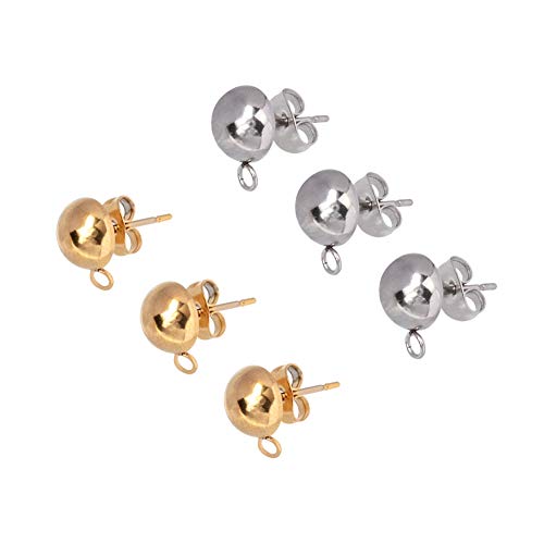 UNICRAFTALE 40 Stück Edelstahl Ohrstecker Halbrunde DIY Ohrringe Zubehör Mit Schlaufe Golden Edelstahl Damen Ohrringe Selber Machen Set Für DIY Ohrring Schmuckherstellung Loch 1.8mm von UNICRAFTALE