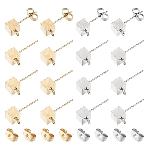 UNICRAFTALE 40 Stück 2 Farben 8 mm 304 Edelstahl Würfel Ohrstecker Hypoallergen Goldener Ohrstecker Mit Schleife Schmetterlings Ohrring Verschlüsse Für Die Herstellung von Schmuck Ohrringen von UNICRAFTALE