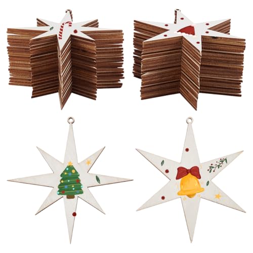 UNICRAFTALE 40 Stück 2 Stile Holzsternausschnitte unlackierte Holzsterne hängende Ornamente Sterne Verzierungen mit Schnur DIY Handwerk Geschenkanhänger für Zuhause, Party, Weihnachtsdekorationen UNICRAFTALE 40 Stück 2 Stile Holzsternausschnitte unlackierte Holzsterne hängende Ornamente Sterne Verzierungen mit Schnur DIY Handwerk Geschenkanhänger für Zuhause, Party, Weihnachtsdekorationen von UNICRAFTALE