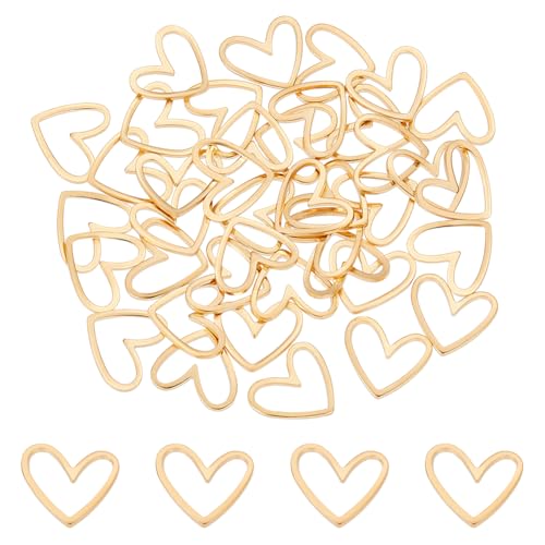 UNICRAFTALE 40 Stück 24 Karat Vergoldete Herz Verbindungsringe Liebesherz Anhänger Herz Schmuckverbinder Messingrahmen Verbinder Für Armbänder Halskettenanhänger Schmuckherstellung DIY Bastelarbeiten von UNICRAFTALE