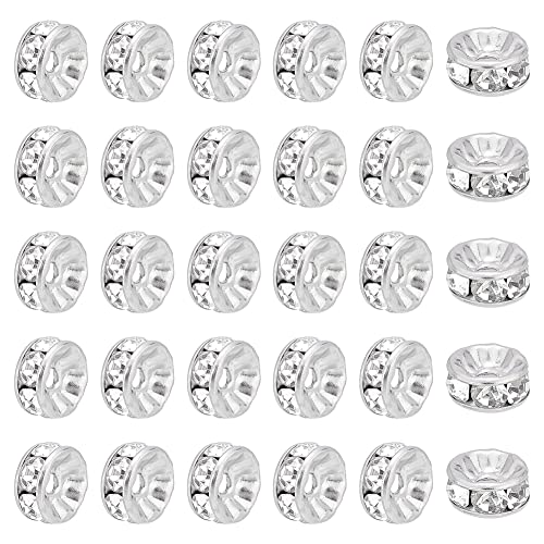UNICRAFTALE 40 Stk 8mm Strass Zwischenperlen 316 Chirurgische Edelstahl Perlen 2mm Loch Distanzperlen Metall Perlen Strass Armbänder Perlen Für Armbänder Halskette Schmuckherstellung von UNICRAFTALE