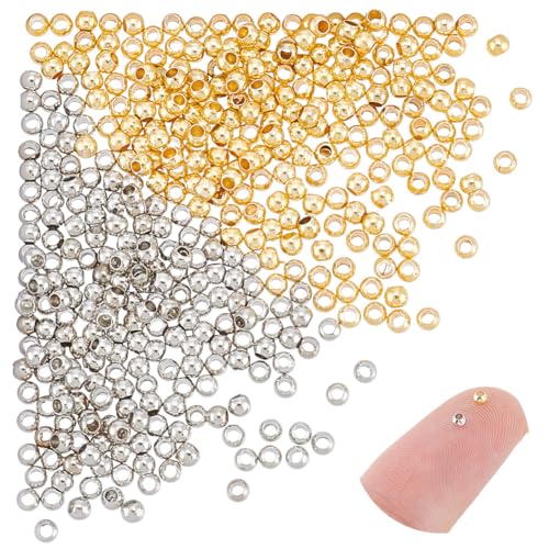 UNICRAFTALE 400 Stück 2 Farben, echte 18 Karat vergoldete Abstandshalter, 2 mm, runde Perlen, Messing, Quetschperlen, Metall, glatte Perlen, lose Perlen für DIY-Armbänder, Anhänger, Schmuckherstellung UNICRAFTALE 400 Stück 2 Farben, echte 18 Karat vergoldete Abstandshalter, 2 mm, runde Perlen, Messing, Quetschperlen, Metall, glatte Perlen, lose Perlen für DIY-Armbänder, Anhänger, Schmuckherstellung von UNICRAFTALE