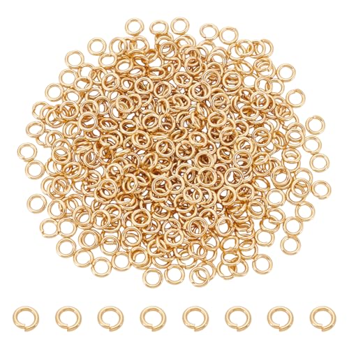 UNICRAFTALE 400 Stück 24 Karat Vergoldete Biegeringe Edelstahl Offene Biegeringe 5mm Runde Ringe Metallverbinderringe Zur Schmuckherstellung Und als Zubehör Für Ohrringe Armbänder Schlüsselanhänger UNICRAFTALE 400 Stück 24 Karat Vergoldete Biegeringe Edelstahl Offene Biegeringe 5mm Runde Ringe Metallverbinderringe Zur Schmuckherstellung Und als Zubehör Für Ohrringe Armbänder Schlüsselanhänger von UNICRAFTALE