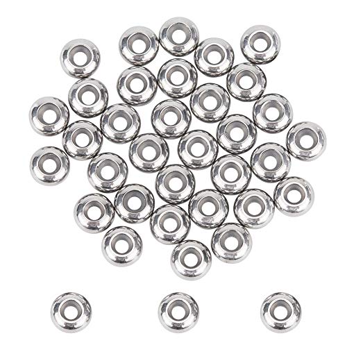 UNICRAFTALE 40St. 6mm Rondelle Stopper Perlen 304 Edelstahl Slider Perlen Mit Kunststoff 1mm Kleines Loch Lose Perle Metallperlen Fidning Für DIY Armbänder Schmuckherstellung von UNICRAFTALE