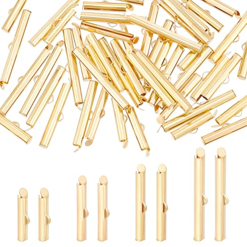 UNICRAFTALE 48 Stück 4 Größen 18K Vergoldet Schiebe Endverschluss 304 Edelstahl Schiebe Endverschlussrohre Endkappen Verschlüsse Für Armbänder Ohrringe Schmuckherstellung von UNICRAFTALE
