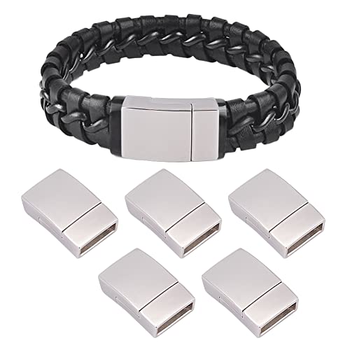 UNICRAFTALE 5 Sätze Rechteck Magnetverschluss Edelstahl Magnetschnalle Leder Verschluss Endverschluss Für Armband Schmuck Machen 20x12x5mm Loch 2.5x10mm von UNICRAFTALE