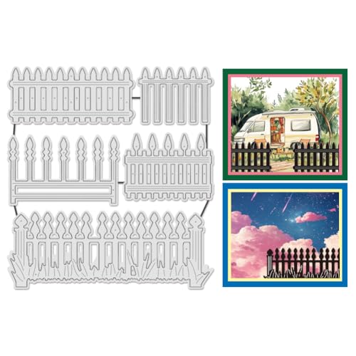 UNICRAFTALE 5 Stück/Set Zaun-Stanzformen für Kartenherstellung, Gartenzaun-Stanzformen, Metall-Stanzformen für DIY, Scrapbooking, Schablone, Prägepapier, Album, Basteldekoration UNICRAFTALE 5 Stück/Set Zaun-Stanzformen für Kartenherstellung, Gartenzaun-Stanzformen, Metall-Stanzformen für DIY, Scrapbooking, Schablone, Prägepapier, Album, Basteldekoration von UNICRAFTALE
