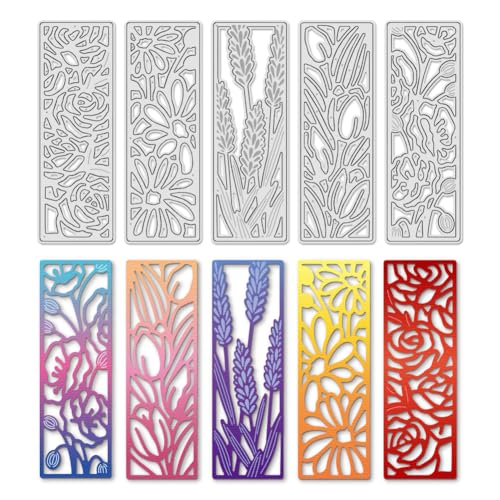UNICRAFTALE 5 Stück Blumenpflanzenrahmen Stanzformen Zum Kartenbasteln Tulpen Lotus Stanzungen Metall Stanzform Für Scrapbooking Prägeformen Schablone Für Lesezeichen Album Dekorationskarte von UNICRAFTALE