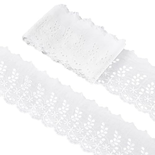 UNICRAFTALE 5 Yard Weißes Spitzenband Baumwolle Mit Ösen Vintage Blumenstickerei Rüschen Spitzenbesatz Gewellter Rand Florales Spitzenband Aus Baumwolle Zum Nähen Basteln Kleidern Kleidung Taschen UNICRAFTALE 5 Yard Weißes Spitzenband Baumwolle Mit Ösen Vintage Blumenstickerei Rüschen Spitzenbesatz Gewellter Rand Florales Spitzenband Aus Baumwolle Zum Nähen Basteln Kleidern Kleidung Taschen von UNICRAFTALE