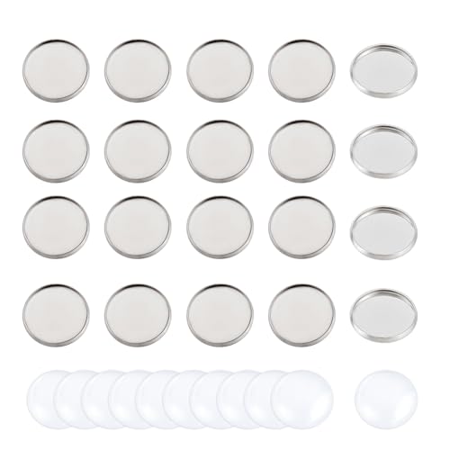 UNICRAFTALE 50 Set 16mm Edelstahl Anhänger Cabochon Rohlinge Anhänger Flat Round Tray Anhänger Herstellung Kits 16mm Cabochon Anhänger Tray Für Frauen Halsketten Ohrring Armbänder Schmuckherstellung von UNICRAFTALE