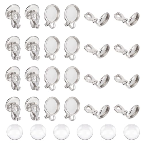 UNICRAFTALE 50 Sets Rohlinge Ohrclip Herstellung Set 304 Edelstahl Clip On Ohrring Set Mit Cabochons Ohrring Rohlinge Cabochon Set Clip On Ohrring Rohlinge Für Schmuckherstellung von UNICRAFTALE