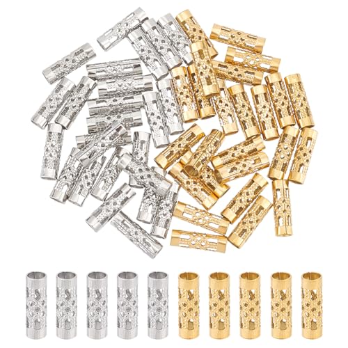 UNICRAFTALE 50 Stk 2 Farben Rohr Perlen 304 Edelstahl Säulen Perlen 4mm Durchmesser Säulen Abstandsperlen Metall Distanzperlen Für Schmuckherstellung DIY Halsketten Armbänder Ohrringe von UNICRAFTALE