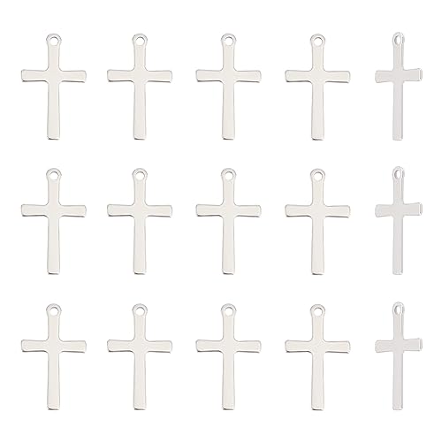 UNICRAFTALE 50 STK Kreuz Charms 201 Edelstahl Kreuz Anhänger Metall Charms Kleine Punk Ohrring Charms Für Schmuckherstellung Bastel Zubehör Damen DIY Halsketten Armbänder von UNICRAFTALE