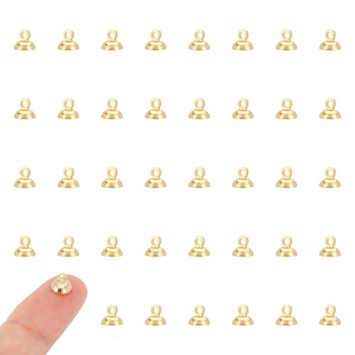 UNICRAFTALE 50 Stück 24K Vergoldete Perlenkappen Ösen Anhänger Ösen Charm Verbinder Endkappen Ösen Perlenbecher Ösen Perfekt Für Halbgebohrte Perlen Schmuckherstellung 5x6mm UNICRAFTALE 50 Stück 24K Vergoldete Perlenkappen Ösen Anhänger Ösen Charm Verbinder Endkappen Ösen Perlenbecher Ösen Perfekt Für Halbgebohrte Perlen Schmuckherstellung 5x6mm von UNICRAFTALE