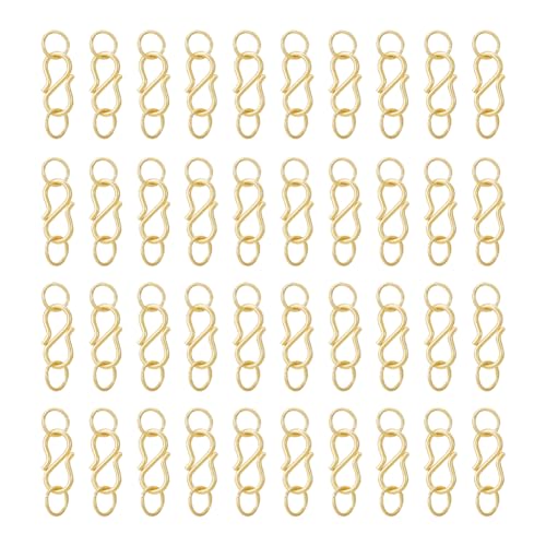 UNICRAFTALE 50 Stück Goldener S Verschluss Kleine S Hakenverschlüsse 304 S Hakenverschlüsse Aus Edelstahl Mit 100 Biegeringen Schmuckverbinderverschlüsse Metallhakenzubehör Für Schmuckherstellung von UNICRAFTALE