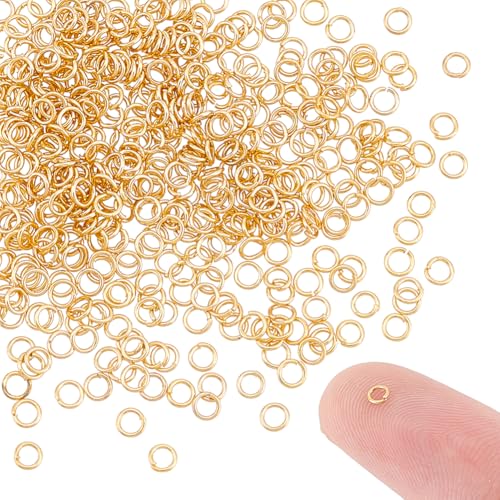 UNICRAFTALE 500 Stück 18 Karat Vergoldete Offene Biegeringe Edelstahl runde Ringe 2.5mm Goldener Jump Ringe Spaltringe Metallverbinderringe Für DIY Ohrring Armband Anhänger Schmuckzubehör von UNICRAFTALE