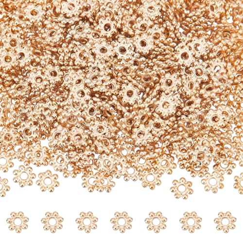 UNICRAFTALE 500 Stück Blumen Abstandsperlen Gänseblümchen Abstandsperlen Tibetische Blumenperlen Lose Perlen Schneeflocken Abstandsanhänger Blütenblattperlen Für Armbänder Halsketten Ohrringe Loch 1mm von UNICRAFTALE
