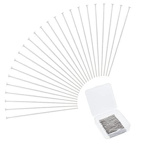 UNICRAFTALE 500 Stück Edelstahl Kopfstifte 50mm Lange Flachkopfstifte Augennadeln Befunde Schneiderinnennadeln Für Schmuckherstellung DIY Craft Mit Vorratsbehälter 0.7mm Dick, Kopf 1.5mm von UNICRAFTALE