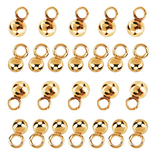 UNICRAFTALE 50Stk 3mm / 4mm Golden Sphere Charms 304 Edelstahl Round Ball Anhänger 2mm Loch Charms Vakuumbeschichtung Charm Für Halskette Armband Schmuckherstellung von UNICRAFTALE