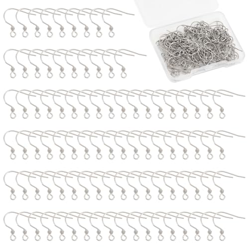 UNICRAFTALE 100Stk 304 Edelstahl Ohrringhaken Hypoallergene Ohrhaken 0.8mm Stift Ohrring Haken Mit Schlaufe Ohrhänger Ohrhaken Ohrringe Zubehör Für DIY Weihnachtstag Ohrringe 17x17.5x2.5mm, Loch 2mm von UNICRAFTALE