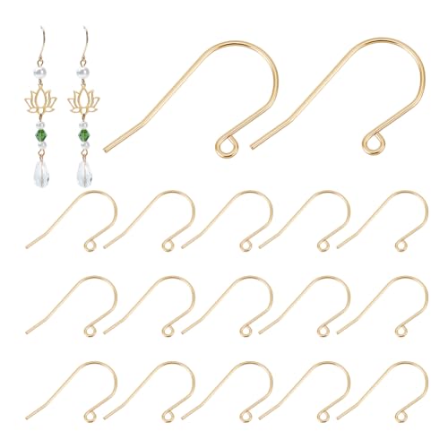 UNICRAFTALE 50Stk 304 Edelstahl Ohrhaken 0.7mm Gold DIY Ohrringe Haken Metall Ohrringhaken Golden Ohrringe Selber Machen Set Für Weihnachtstag Ohrringe Schmuckherstellung 27.5x13x0.8mm, Loch 1.8 mm von UNICRAFTALE